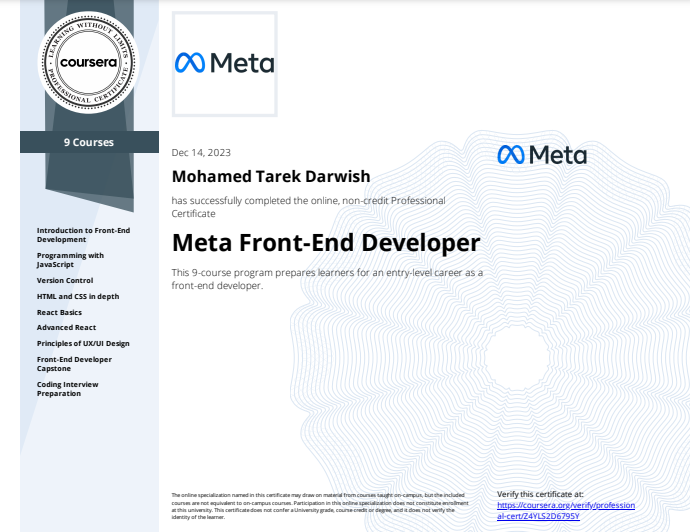 Meta Front-End Developer